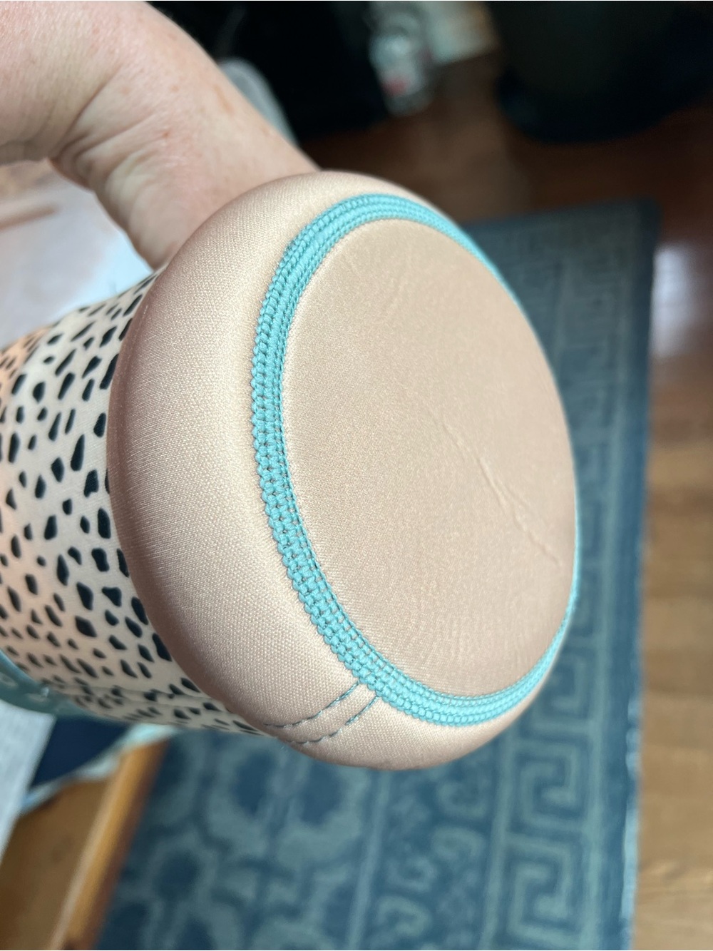 HydroJug 1/2 Gal Bottle w/ Teal & Dalmatian Spot Neoprene Sleeve with Tan Base - Picture 6 of 14